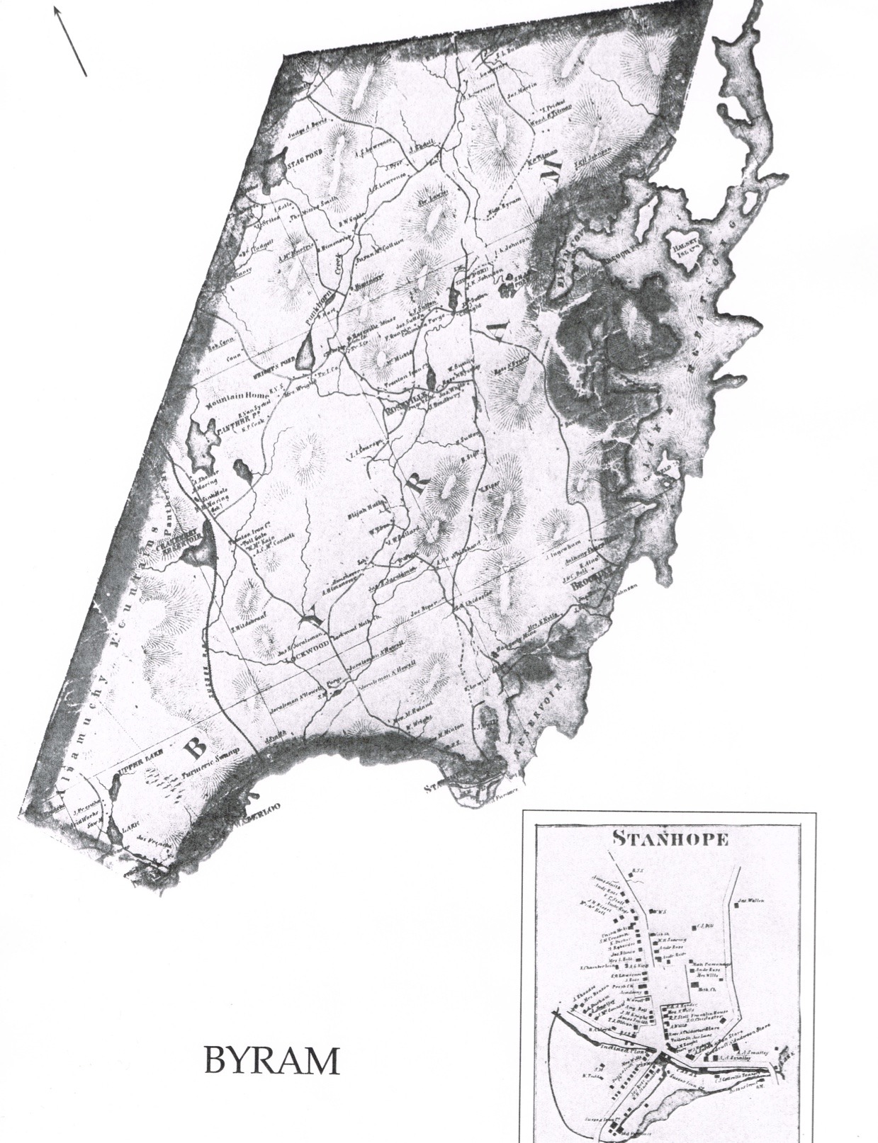 1860 Map of Byram Township with Stanhope Village